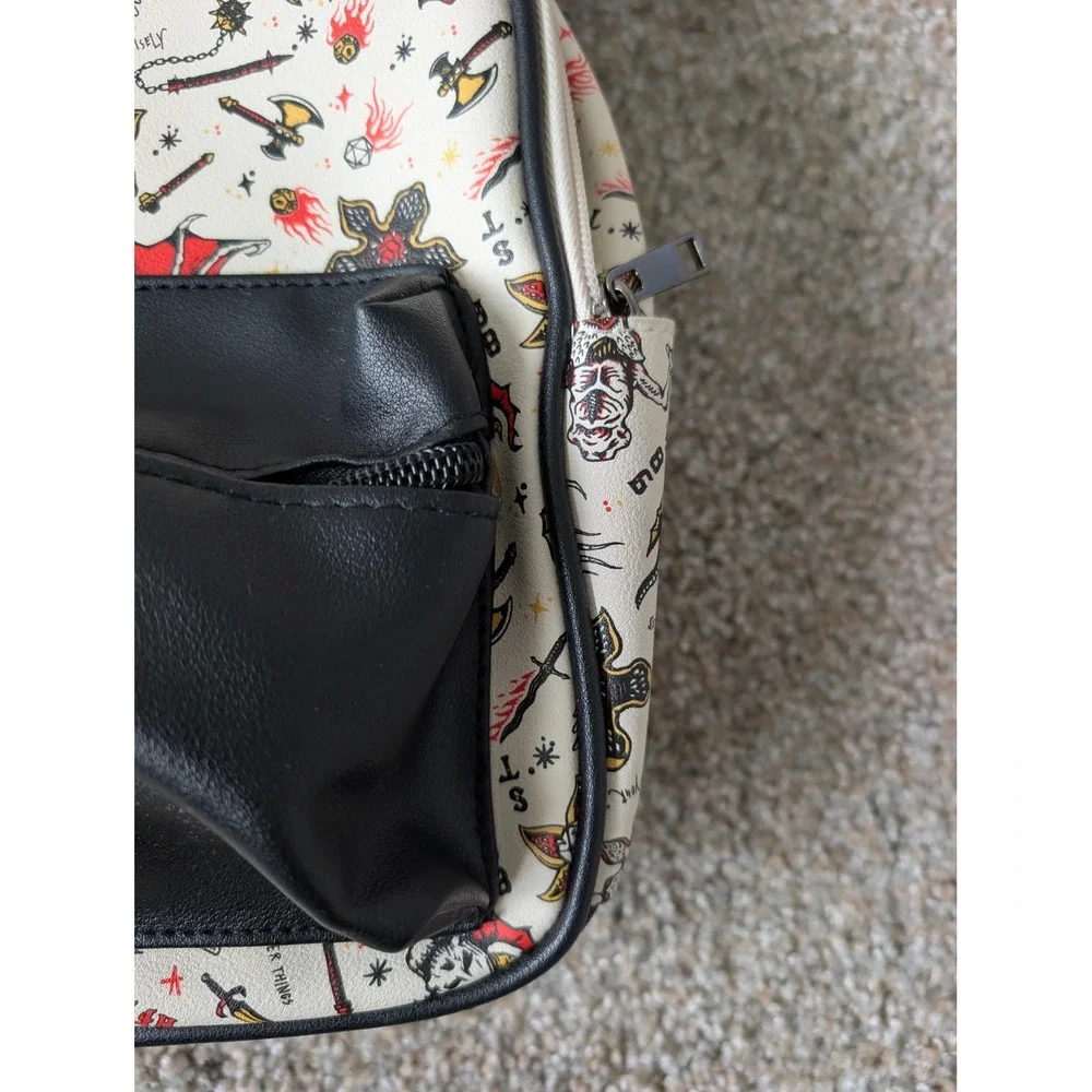 Stranger Things Hellfire Club Mini Backpack Tattoo Print Black White Netflix